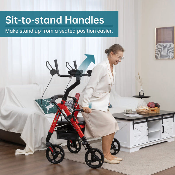 YF-9008A Dual-Brake Heavy Duty Upright Walker 10" Wheels