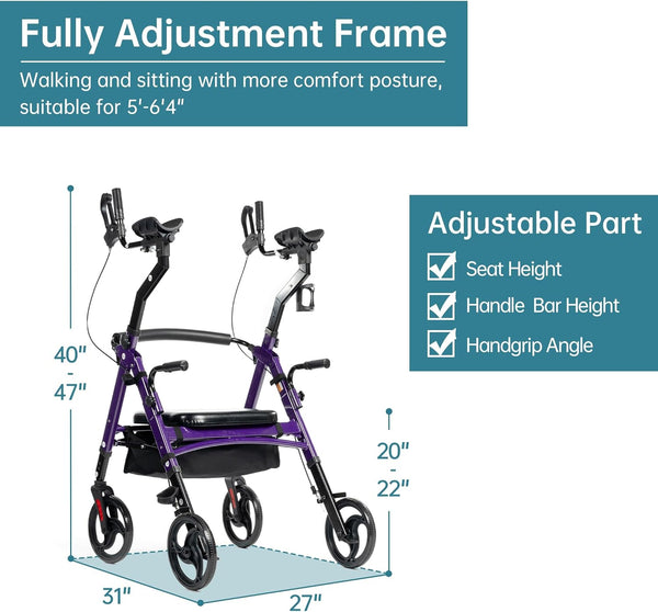 YF-9008A Dual-Brake Heavy Duty Upright Walker 10" Wheels