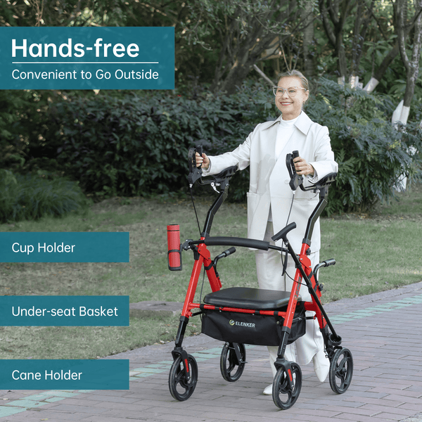 YF-9008A Dual-Brake Heavy Duty Upright Walker 10" Wheels