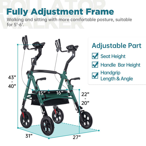 YF-9008F All-Terrain Heavy Duty Upright Walker 10" Wheels