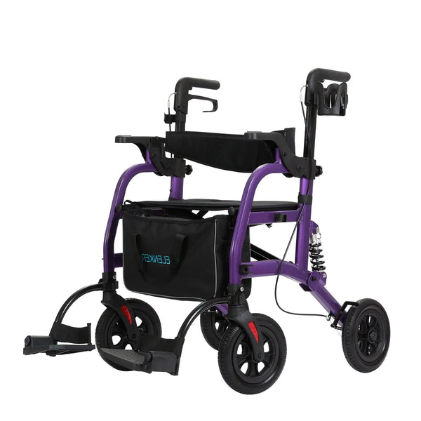 HFK-9294-2 All-Terrain 2-in-1 Shock-Absorbing Rollator Walker 10” Wheels