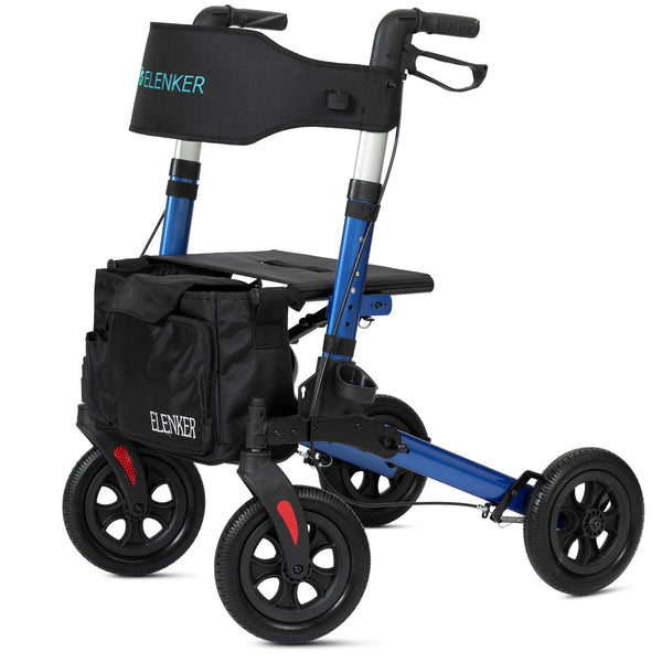 HFK-9202E All Terrain Dual-Brake Compact Foldable Rollator Walker 10" Wheels