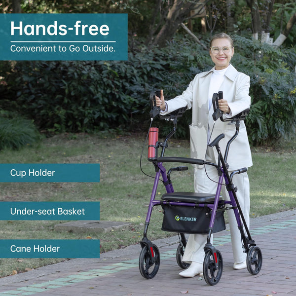 YF-9008C Dual-Brake Upright Walker 10" Wheels