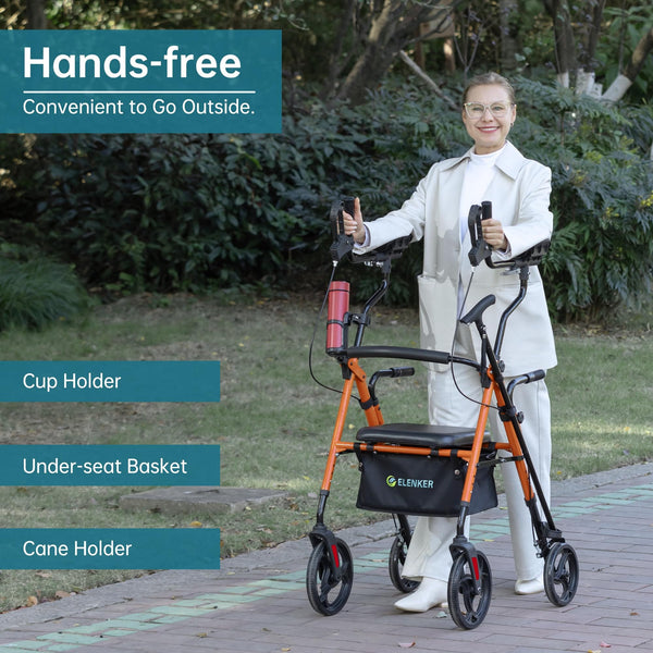 YF-9008C Dual-Brake Upright Walker 10" Wheels