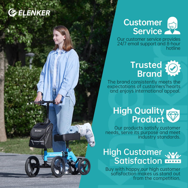 YF-9002D Steerable Deluxe Medical Knee Walker 10" Wheels