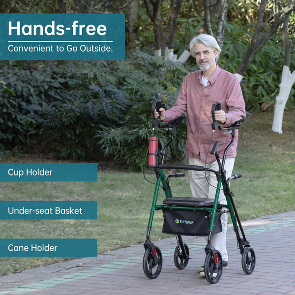 YF-9008C Dual-Brake Upright Walker 10" Wheels