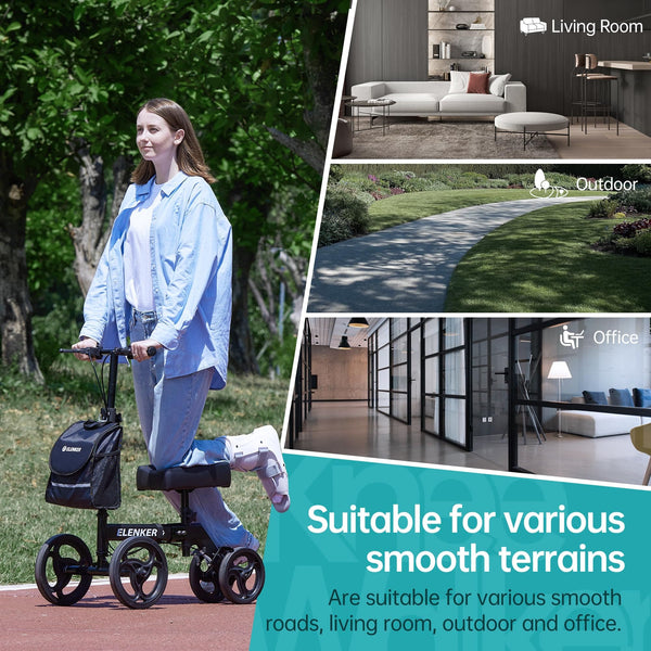 YF-9002D Steerable Deluxe Medical Knee Walker 10" Wheels