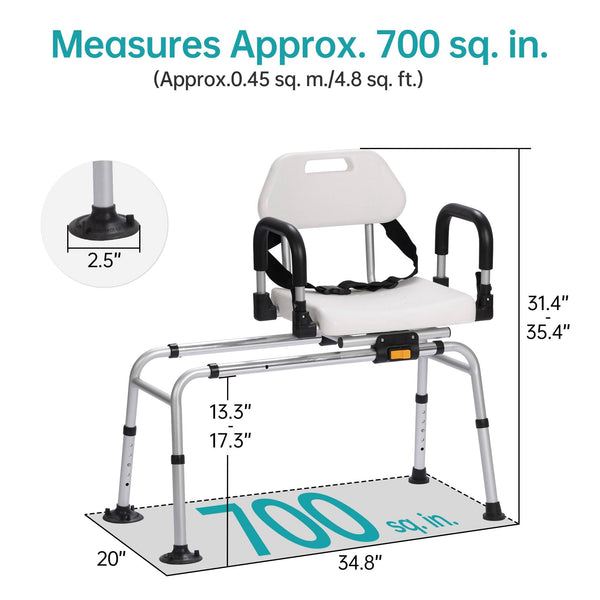 HFK-3146-1 Sliding Shower Chair with Pivoting Arms