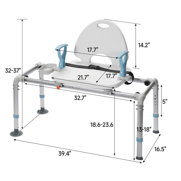 KLD-3326 Adjustable Sliding Shower Chair With Large Seat