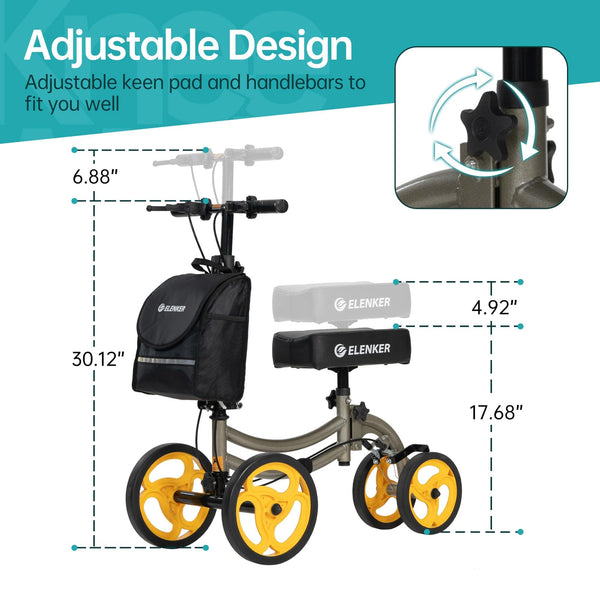 YF-9011A Deluxe Steerable Medical Knee Walker 10" Wheels