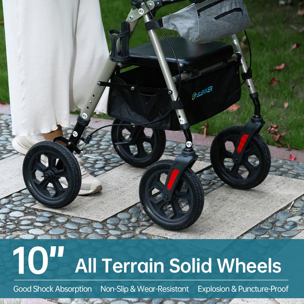 YF-9008E All-Terrain Dual-Brake Upright Walker 10" Wheels