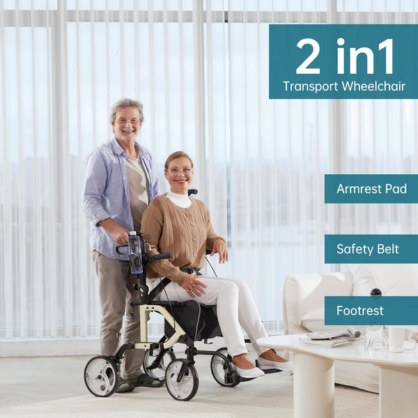 KLD-9224 2-in-1 Rollator Walker 10" Wheels