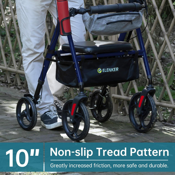 YF-9007C Dual-Brake Rollator Walker 10" Wheels