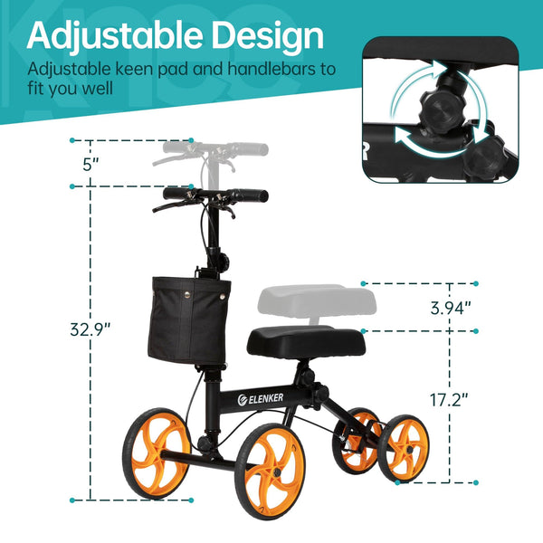 MT-9253 Steerable Portable Knee Walker 10" Wheels