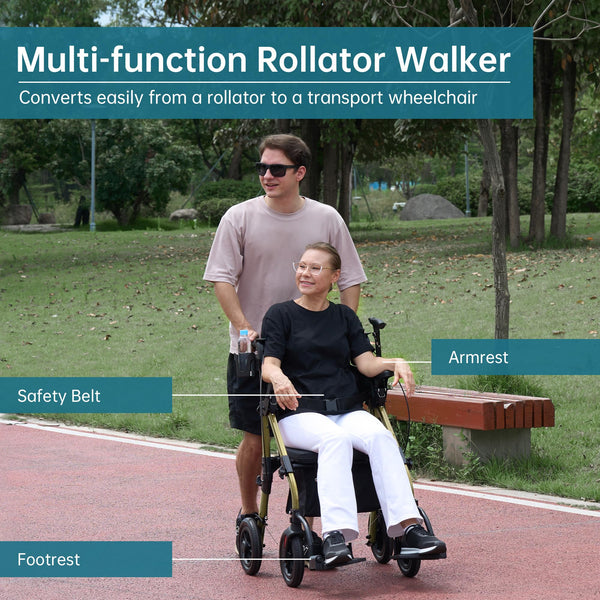HFK-9269KD All Terrain 2-in-1 Rollator Walker 10" Wheels