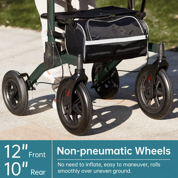 HFK-9240-2 All Terrain Dual-Brake Upright Walker 12" wheels