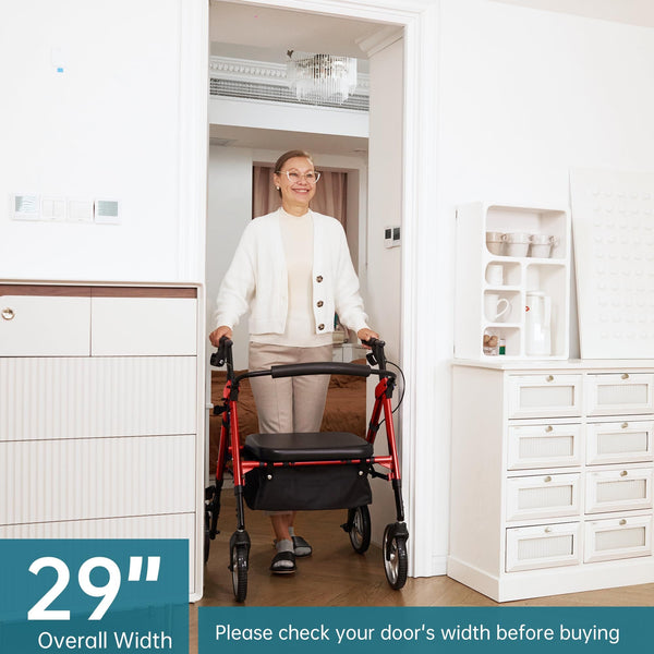 HFK-9219KD-1 Heavy Duty No-Assembly Rollator Walker 10" Wheels