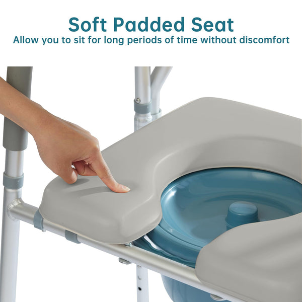 HFK-3367KD-3 4-in-1 Height-Adjustable Raised Toilet Seat with Soft Padded Seat