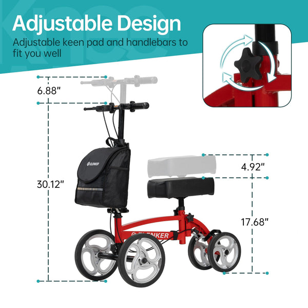 YF-9010A Steerable Foldable Knee Walker 10" Wheels with Bag