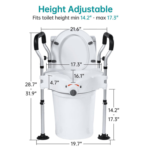 HFK-3377 Height-Adjustable Raised Toilet Seat-Assisted Stand-Up Support