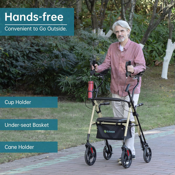 YF-9008C Dual-Brake Upright Walker 10" Wheels