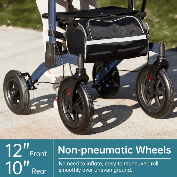 HFK-9240-2 All Terrain Dual-Brake Upright Walker 12" wheels