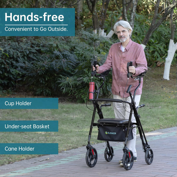 YF-9008C Dual-Brake Upright Walker 10" Wheels