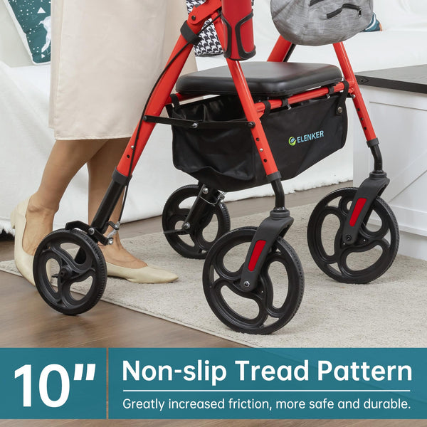 YF-9007C Dual-Brake Rollator Walker 10" Wheels