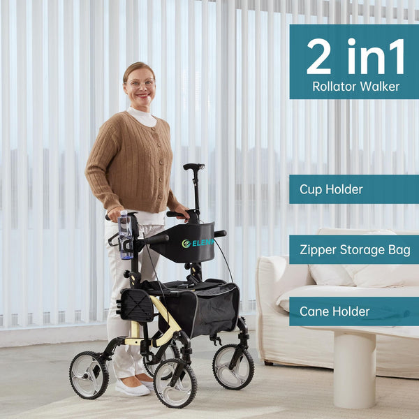KLD-9224 2-in-1 Rollator Walker 10" Wheels