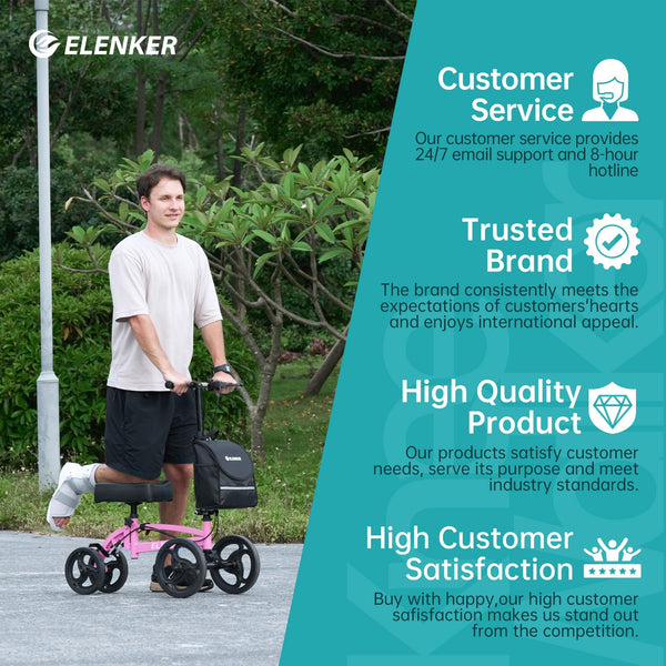 YF-9010A Steerable Foldable Knee Walker 10" Wheels with Bag