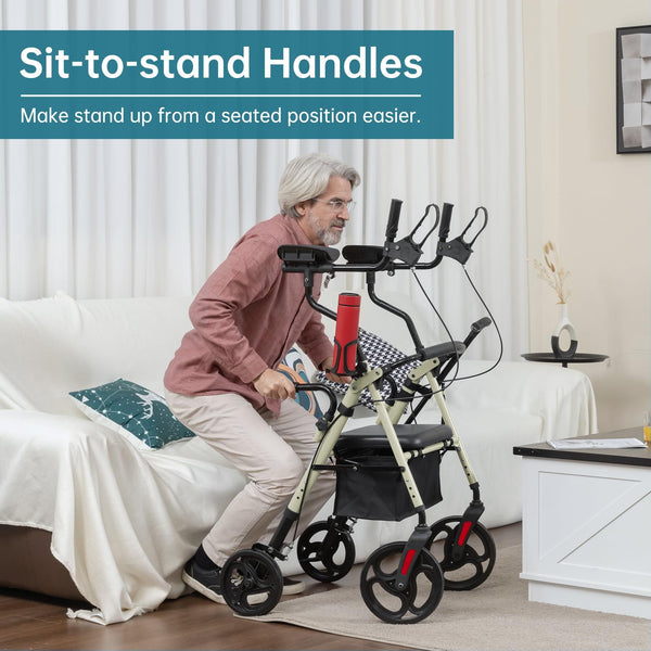 YF-9008C Dual-Brake Upright Walker 10" Wheels