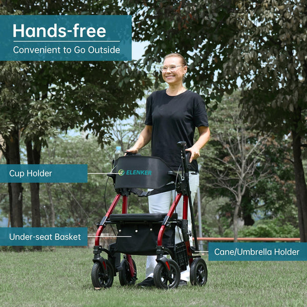 HFK-9269KD All Terrain 2-in-1 Rollator Walker 10" Wheels