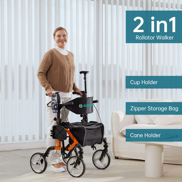 KLD-9224 2-in-1 Rollator Walker 10" Wheels