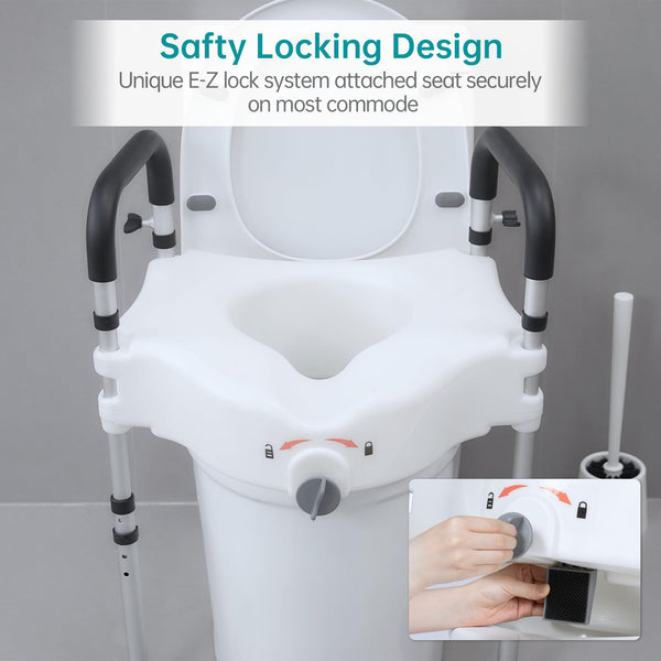 HFK-3377 Height-Adjustable Raised Toilet Seat-Assisted Stand-Up Support