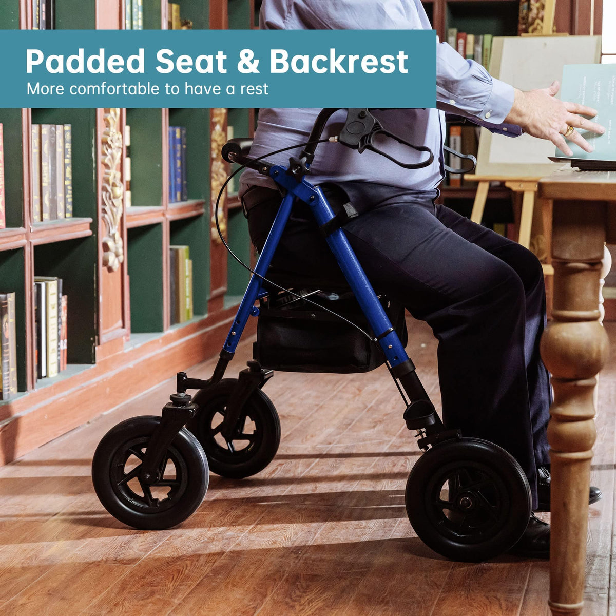 ELENKER® AllTerrain Rollator Walker Superior Comfort, Adjustable