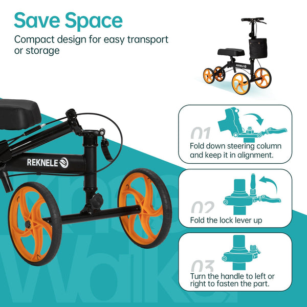 MT-9253 Steerable Portable Knee Walker 10" Wheels