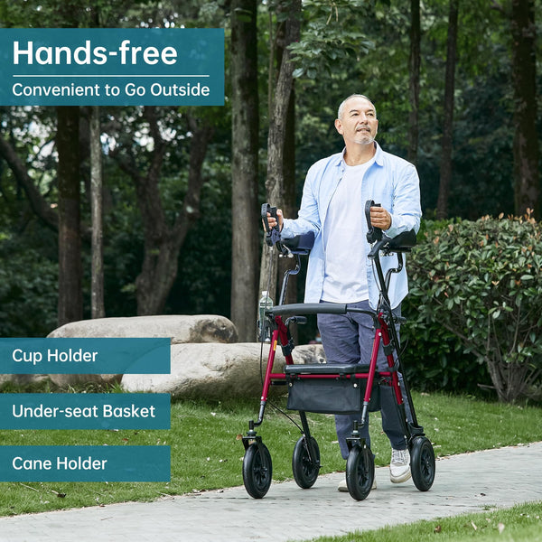 HFK-9236T4 All Terrain Dual-Brake Upright Walker 10" Wheels