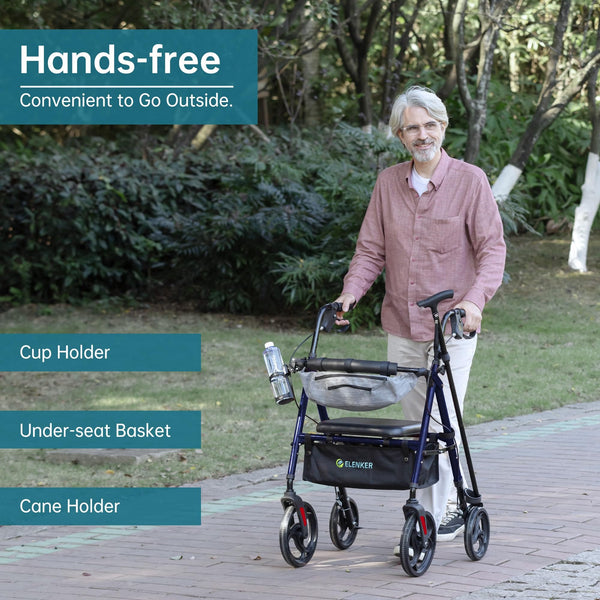 YF-9007C Dual-Brake Rollator Walker 10" Wheels