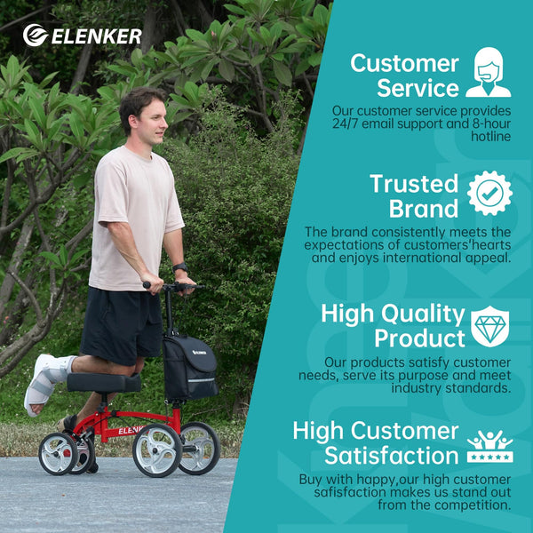 YF-9010A Steerable Foldable Knee Walker 10" Wheels with Bag