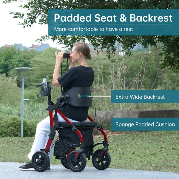 HFK-9269KD All Terrain 2-in-1 Rollator Walker 10" Wheels