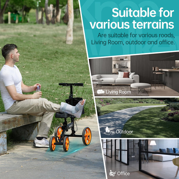 MT-9253 Steerable Portable Knee Walker 10" Wheels