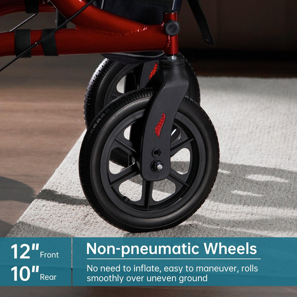 HFK-9210KDB All Terrain Dual-Brake Rollator Walker 12" Wheels