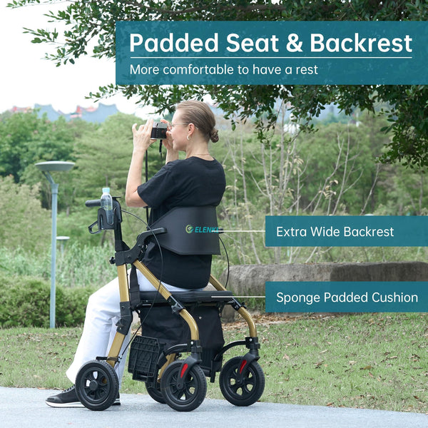 HFK-9269KD All Terrain 2-in-1 Rollator Walker 10" Wheels