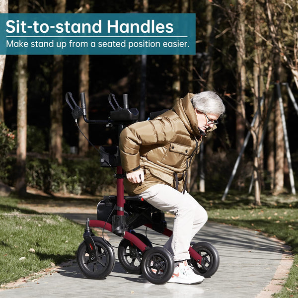 HFK-9240-2 All Terrain Dual-Brake Upright Walker 12" wheels