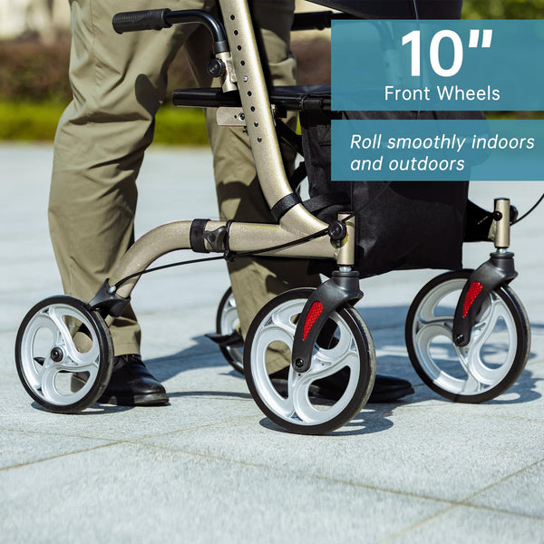 HFK-9210KDB-3 Dual-Brake Lightweight Upright Walker 10" Wheels