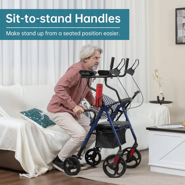 YF-9008C Dual-Brake Upright Walker 10" Wheels