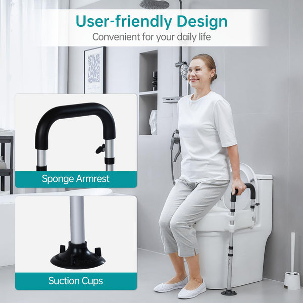 HFK-3377 Height-Adjustable Raised Toilet Seat-Assisted Stand-Up Support