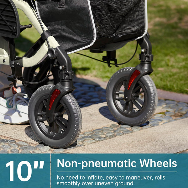KLD-9224-2 All Terrain 2-in-1 Rollator Walker 10" Wheels