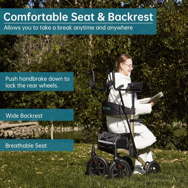 HFK-9240-2 All Terrain Dual-Brake Upright Walker 12" wheels