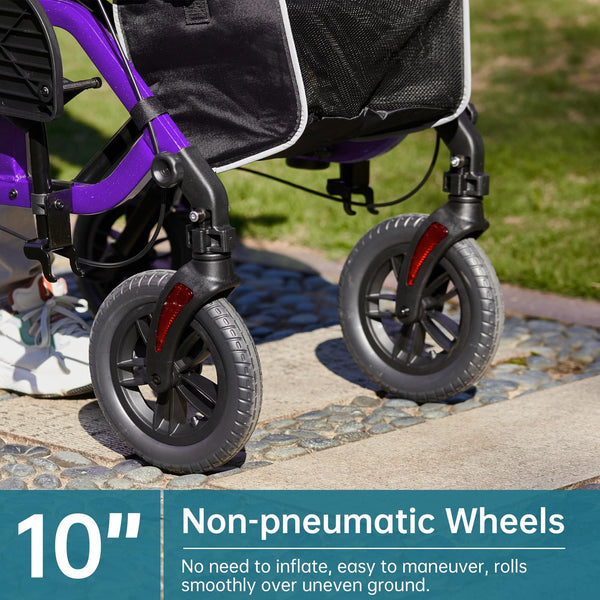 KLD-9224-2 All Terrain 2-in-1 Rollator Walker 10" Wheels